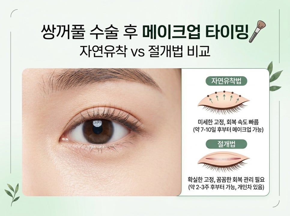 쌍꺼풀수술후 화장시기 자연유착 vs 절개 화장 가능 시점 비교